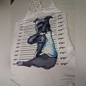 Dog Graphic White Tank Top